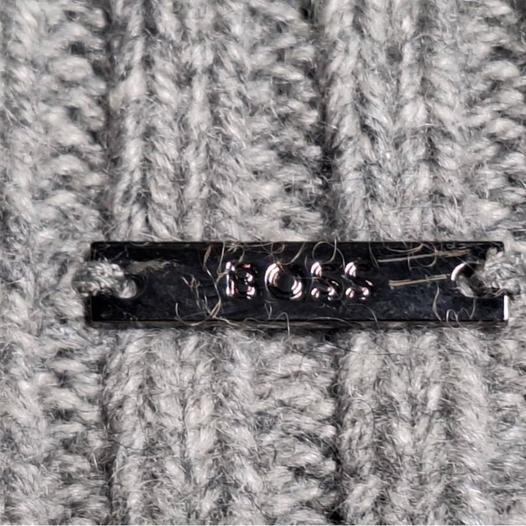 Hugo Boss Light Gray Ribbed Beanie - Picture 3 of 5